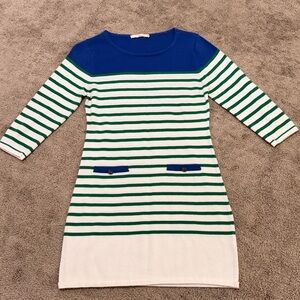 Ellison Navy and Emerald Striped Tunic
